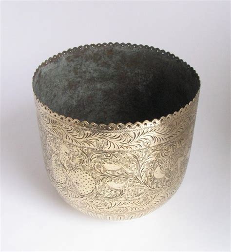 Indian Engraved Brass Jardiniere Planter For Sale At 1stdibs