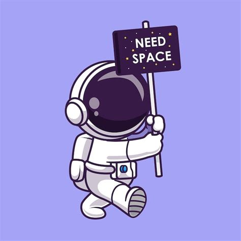 Lindo Astronauta Caminando Con Tablero Espacial Dibujos Animados Vector Icono Ilustración