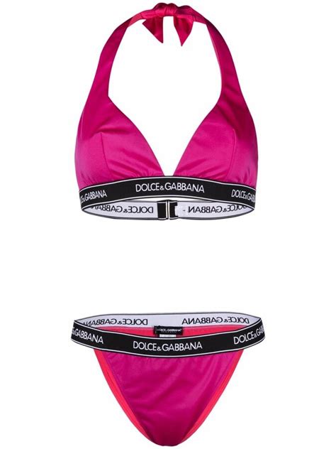 Dolce Gabbana Logo Band Halterneck Bikini Shopstyle Two Piece Swimsuits