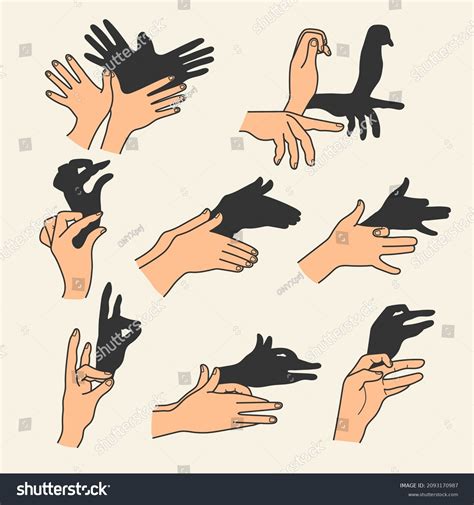 Hands Gestures Shadow Antique Gaming Puppets Stock Vector (Royalty Free ...