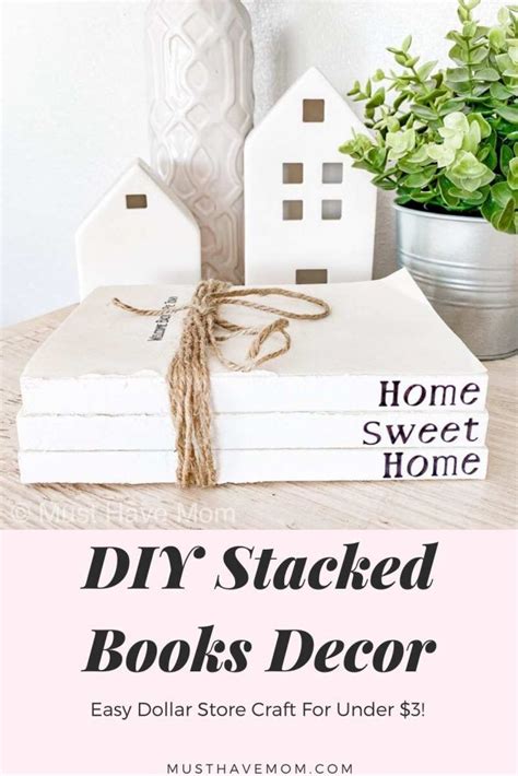 Diy Book Stack Modern Farmhouse Style Decor Idea In 2020 Stack Of