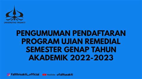 PENGUMUMAN PENDAFTARAN PROGRAM UJIAN REMEDIAL SEMESTER GENAP TAHUN