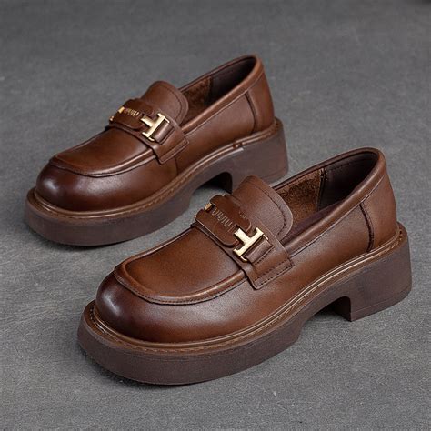 Women Retro Minimalist Leather Casual Loafers