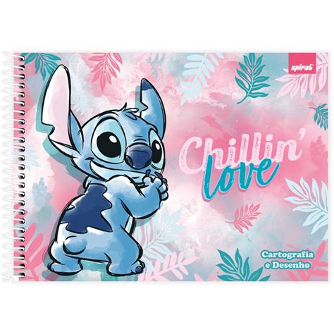 Caderno Cartografia E Desenho Capa Dura Folhas Disney Stitch Spiral