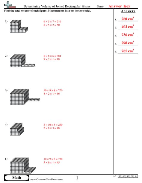 Volume Worksheets