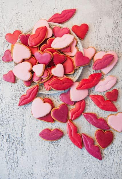 Premium Photo Decorated Heart Shaped Cookies On White