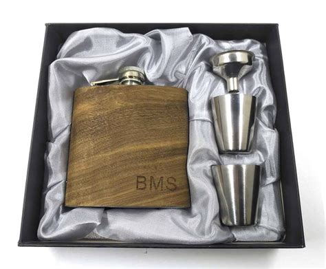 Personalized Wood Flask Groomsmen Gift Box Groomsmen Flask Set Etsy