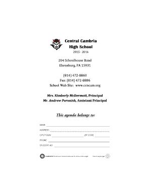 Fillable Online Cchs K12 Pa Central Cambria Cchs K12 Pa Fax Email