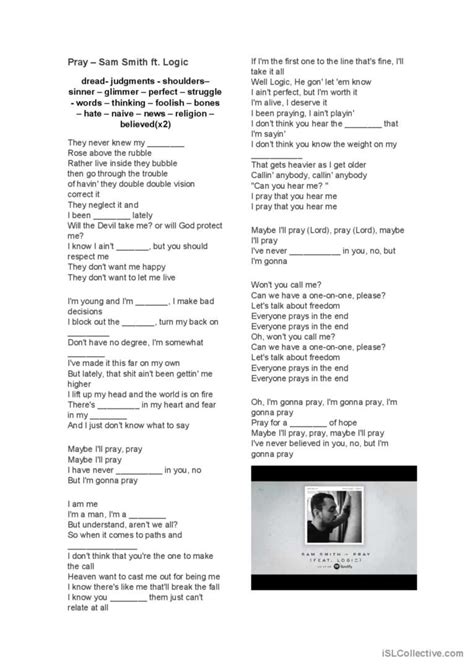 Pray- Sam Smith ft. Logic song and n…: English ESL worksheets pdf & doc