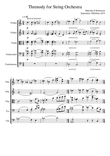 Threnody For String Orchestra By Malcolm D Robertson Sheet Music For Orchestra At Sheet Music Direct