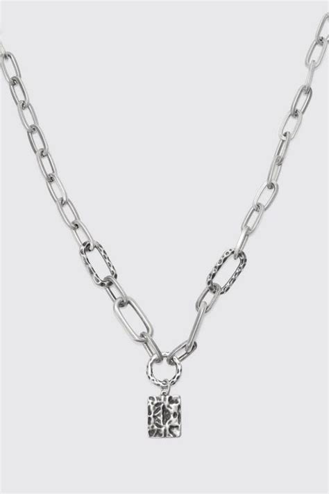 Mens Chunky Chain Pendant Necklace Boohoo Uk