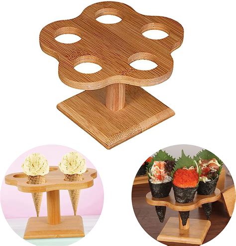 Amazon Hapiko Bamboo Food Cone Holder Stand Wooden Temaki Sushi