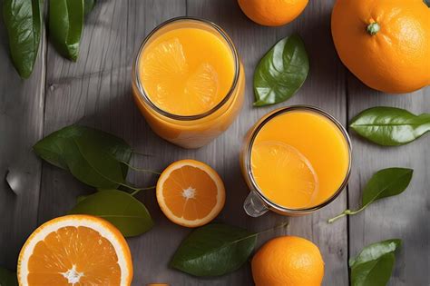 Premium AI Image | Fresh orange juice in glass cup next to a sliced ...