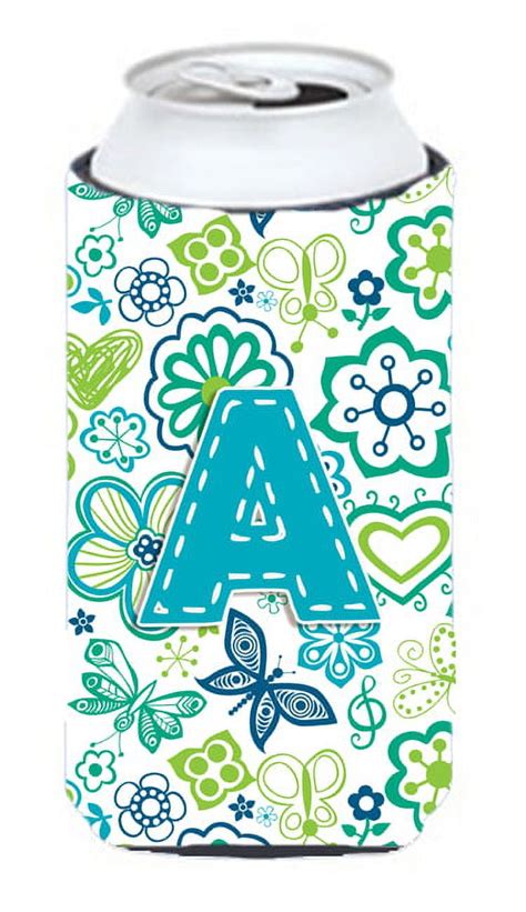 Carolines Treasures Cj2006 Atbc Letter A Flowers And Butterflies Teal Blue Tall Boy Hugger