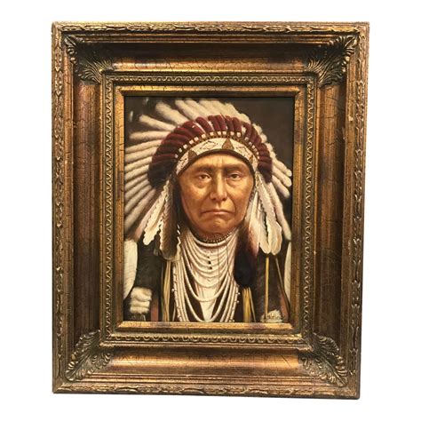 Oil Painting Of American Indian Chief Chairish