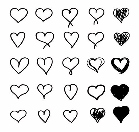 set of hand-drawn hearts with a pen. Isolated vector illustrations on a ...