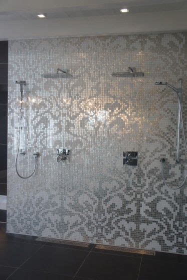 Silver Mosaic Shower Love This Mosaic Bathroom Tile Silver Tile