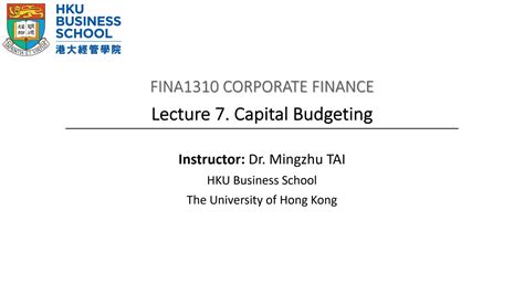 SOLUTION Lecture7 Capital Budgeting 1 Studypool