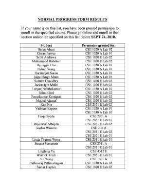 Fillable Online Cse Yorku Normal Progress Form Results Cse Yorku Fax