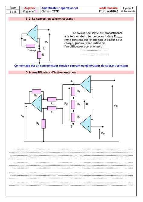 Amplificateur opérationnel Résumé et exercices AlloSchool