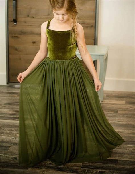 Olive Green Floor Length Flower Girl Dresses Flower Girl Dresses