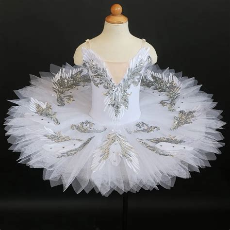 White Professional Classical Ballet Dance Tutu Costumes For Adult Girls Solo Dance Performance