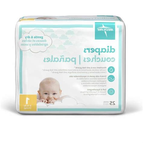 Medline Disposable Baby 25 Diapers, Sizes 1