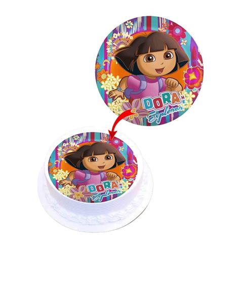 Dora Edible Cake Topper Round Images Cake Decoration - Happy Party