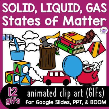 Animated GIFs States of Matter | Solid Liquid Gas Clip Art Animation