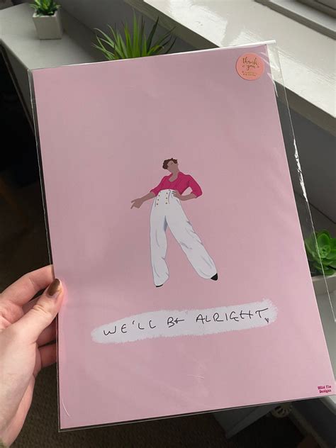 Well Be Alright Harry Styles A4 A5 Print Pink Fine Line Etsy