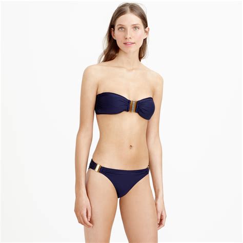 Lyst J Crew Gold Brick Bandeau Bikini Top In Blue