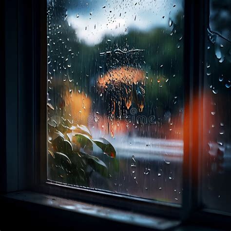 A rainy day through window stock illustration. Illustration of lighting ...