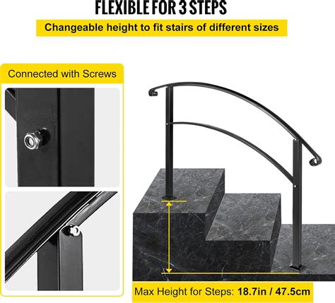 Happybuy Handrails For Outdoor Steps Fit 1 Or 3 Steps Outdoor Stair