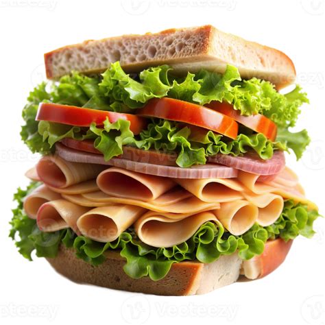 Delicious Ham And Cheese Sandwich With Fresh Vegetables 44245485 Png