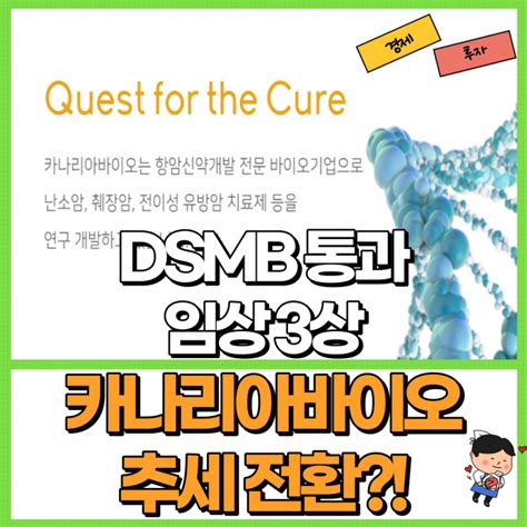 카나리아바이오 주가 추세 전환 Ft 오레고보맙 Dsmb 통과 임상 3상 네이버 블로그