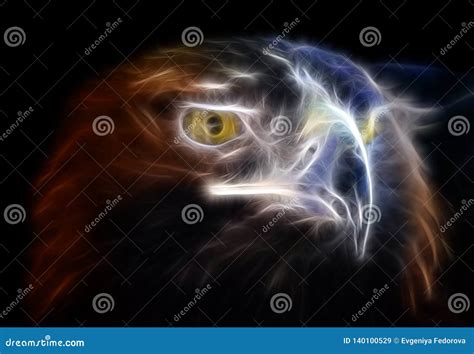 Fractal Portrait Of A Large Wild Eagle Stock Illustration