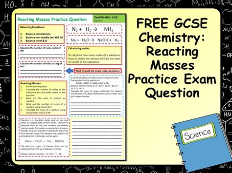 Free Gcse Chemistry Science Reacting Masses Volume Practice Exam Question Teaching Resources