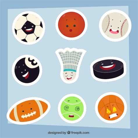 Free Vector | Fun set of sports stickers