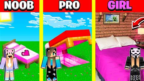 Minecraft Battle Inside Bed Base House Build Challenge Noob Vs Pro Vs Girl Animation Youtube