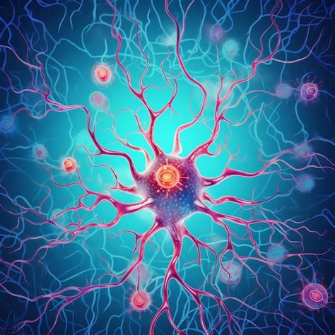 Premium AI Image | Synapse and Neuron Illustration on Blue Background AI