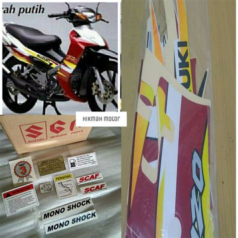 STRIPING LIS BODY SATRIA 2TAK HIU MERAH PUTIH DAN STIKER SET RANGKA