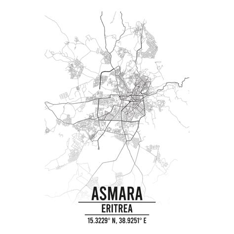 Asmara, Eritrea A3 Map Print - Retro Progression