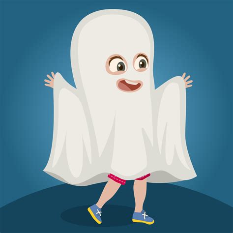 boy in ghost costume with a white sheet 13334563 Vector Art at Vecteezy