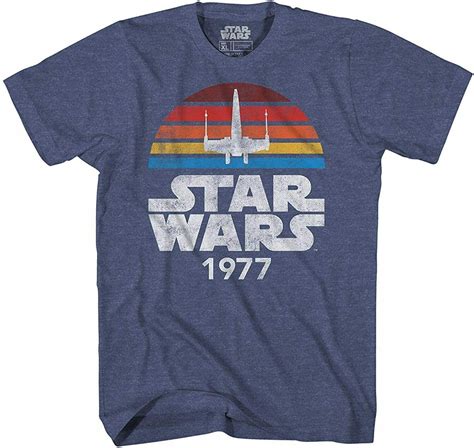 Star Wars 1977 Logo Rainbow Sun X Wing Mans T Shirt Tee