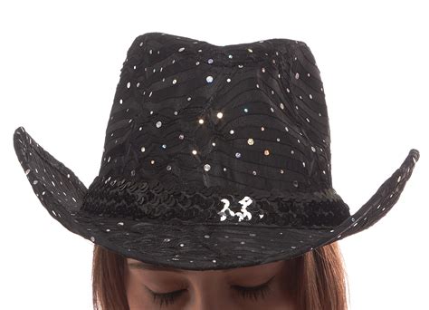 Glitter Sequin Trim Cowboy Hat For Ladies