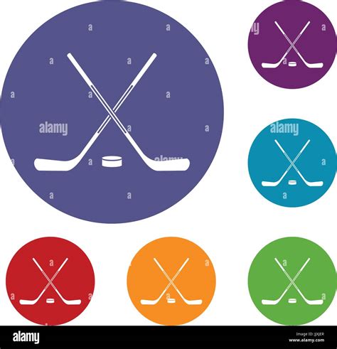 Ice Hockey Sticks Icons Set Stock Vector Image Art Alamy