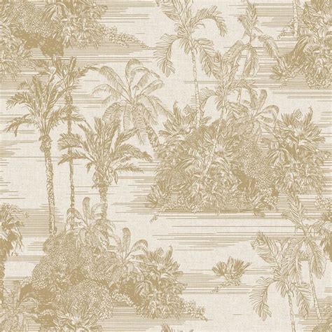 Dutch Wallcoverings Behang Tropical Beige En Goudkleurig Blokker