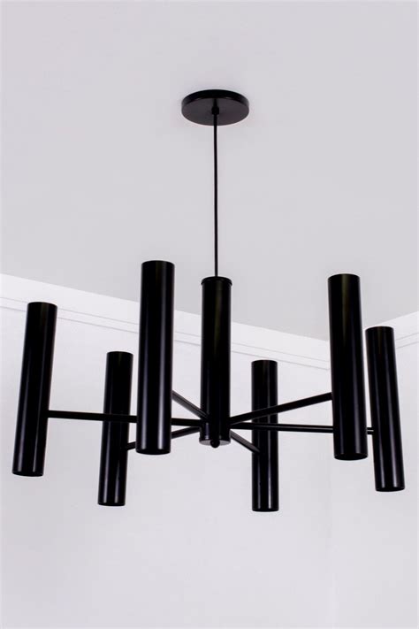 Lustre Pendente Industrial Tubo Tubular Preto Cm Iluminamundo