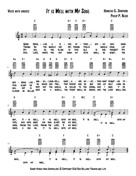 It Is Well With My Soul Philip P Bliss Sheet Music For Ukulele Lead