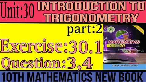 Unit 30 Ex 301 Q 34 Class 10th Maths New Book Unit 30 Youtube